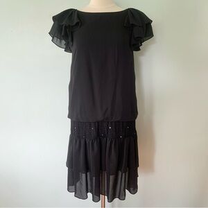 Vintage 70’s Ruffle Drop Waist Cocktail Dress